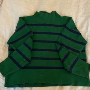 Anthropologie Maeve Green and Navy Sweater